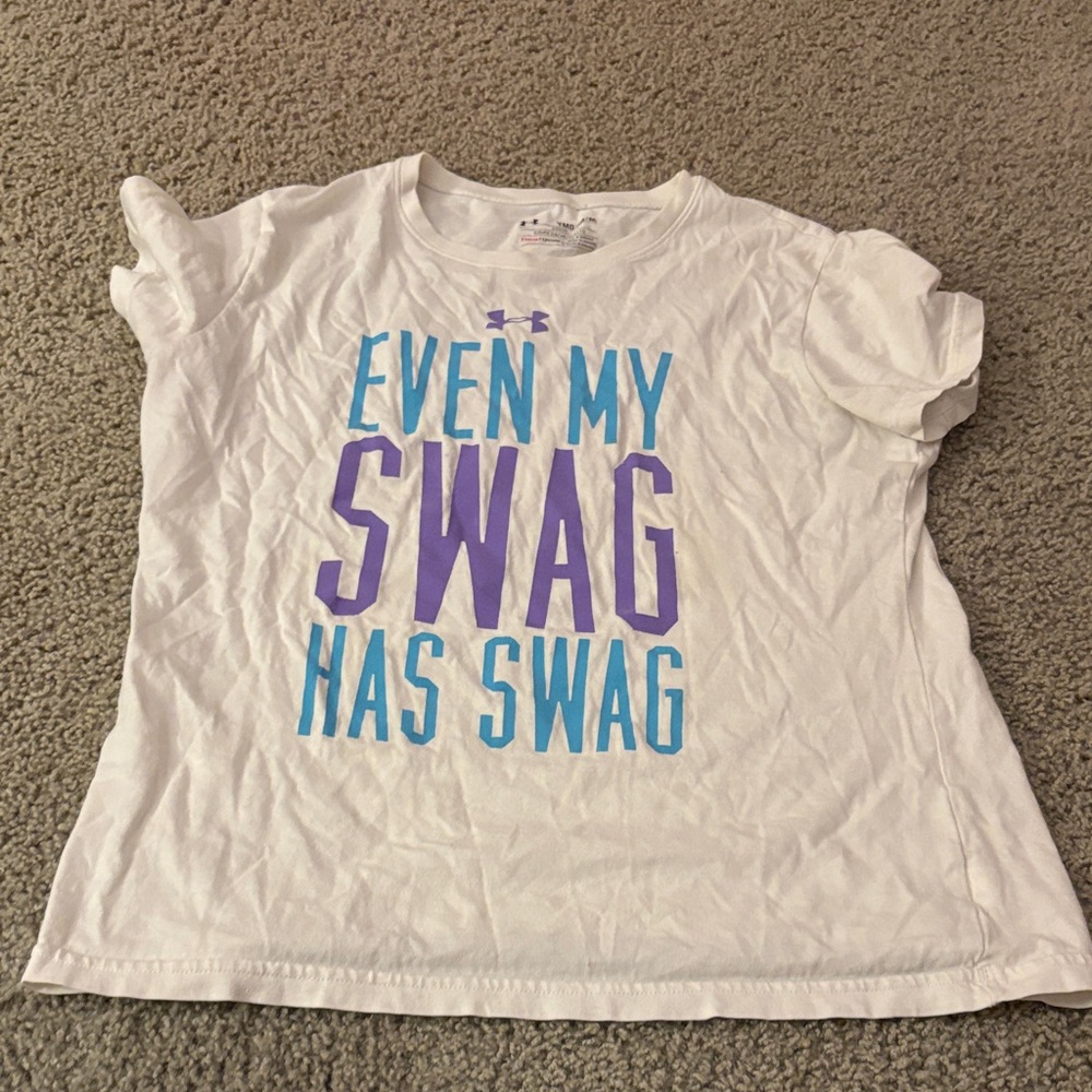 Under Armour Kids Tee with Blue and Purple Graphic
